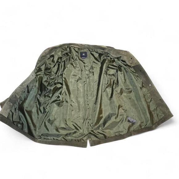 Men’s XXL Olive Green Suede Leather Jacket ISZ Leathers Button Front Coat Lined - Picture 3 of 6